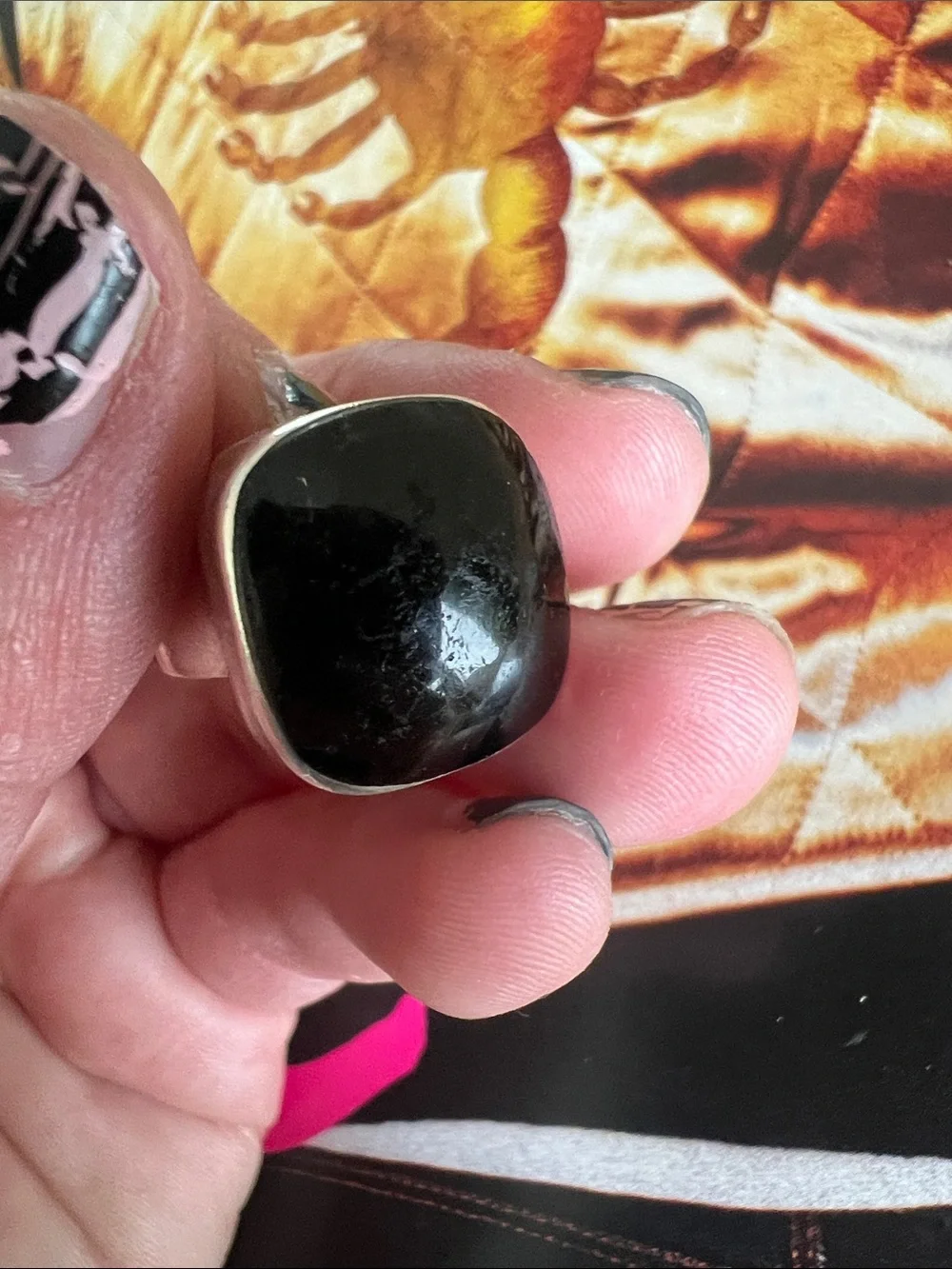 Sterling silver 925 ring with square smooth Onyx stone size 5 - Picture 6 of 7